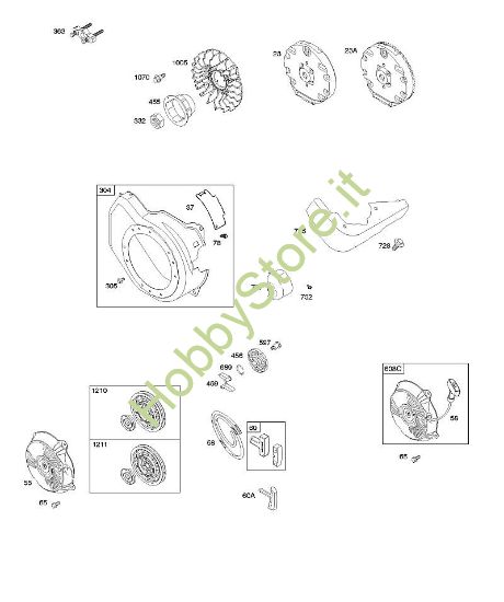 B - Alloggiamento/ripari ventola, volano, dispositivo di avviamento a riavvolgimento B&S - 12 €¦ 126392-0274-E8 brand Stihl